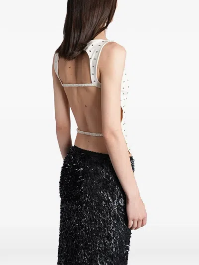 Siedres Stud-embellished Backless Top In White