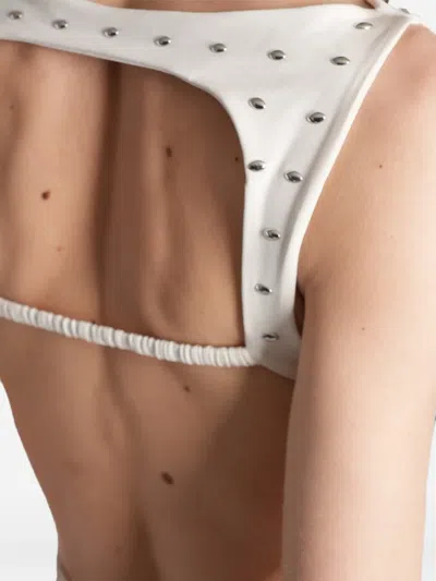 Siedres Stud-embellished Backless Top In White