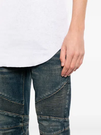 Balmain Biker Panelled Jeans In Black