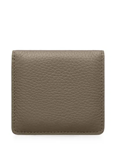 Maison De Sabre Pebbled Leather Compact Mirror In Brown