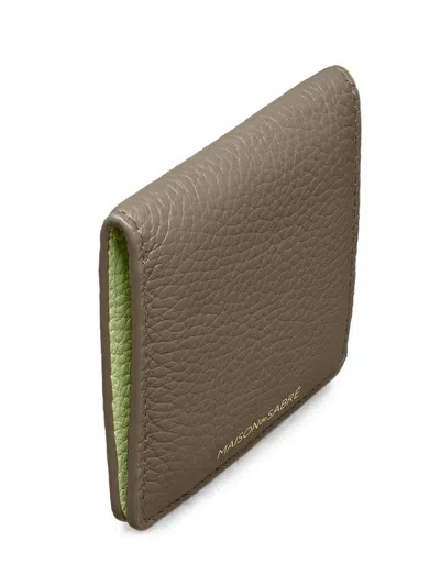 Maison De Sabre Pebbled Leather Compact Mirror In Brown