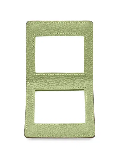 Maison De Sabre Pebbled Leather Compact Mirror In Brown