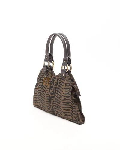 Fendi Zucca Devil Trapezio Bag In Brown