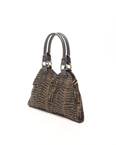 Fendi Zucca Devil Trapezio Bag In Brown