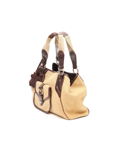 Celine Céline  Raffia Charm Shoulder Bag In Multi