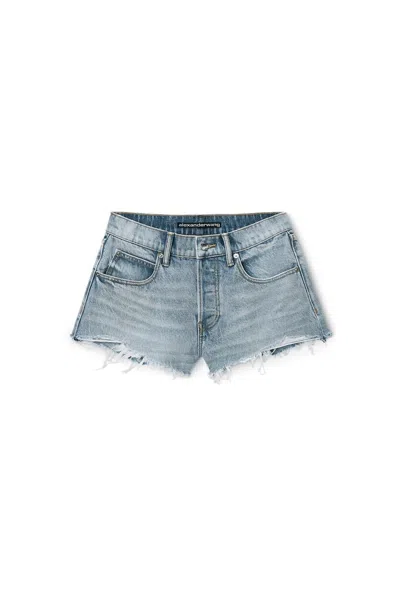 Alexander Wang Crystal Logo Pocket Relaxed Short In Blue
