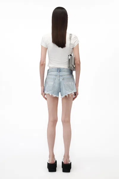 Alexander Wang Crystal Logo Pocket Relaxed Short In Blue