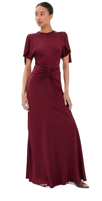 Victoria Beckham Womens Cinnabar Red Isabella Satin Gown In Burgundy