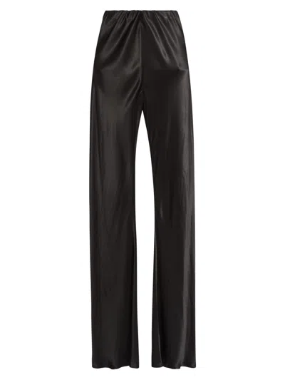 Lamarque Emile Bias Cut Pull-on Satin Pants In Black