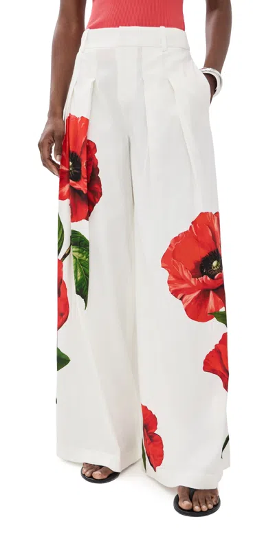 Alice And Olivia Blaire High-rise Pleated Trousers In White