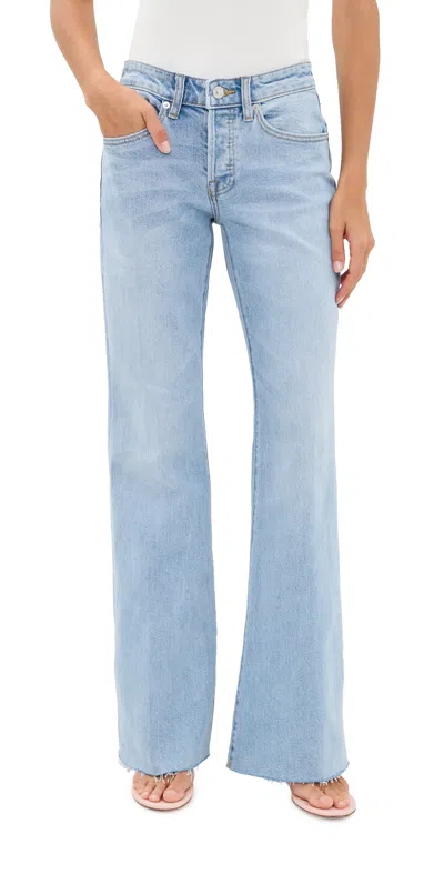 Good American Womens Indigo1288 Vintage Low Relaxed Flare-leg Denim Jeans In Blue