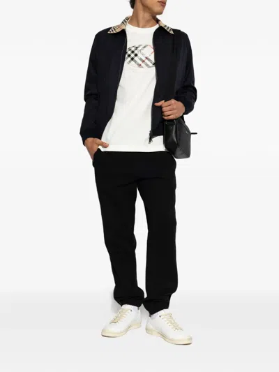 Burberry Sid Check-trim Track Pants In Black
