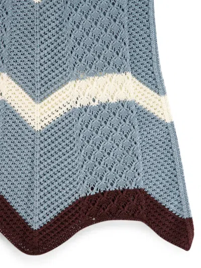 La Doublej Scalloped Striped Pointelle-knit Cotton Tank In Blue
