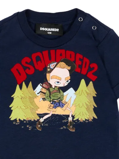 Dsquared2 Graphic-print Press-stud T-shirt In Black