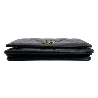 Pre-owned Chanel Black Leather Chain/shoulder Wallet ()