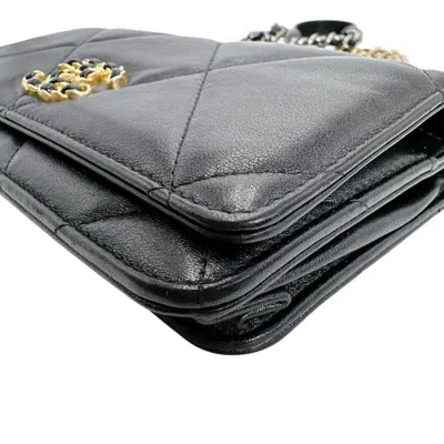 Pre-owned Chanel Black Leather Chain/shoulder Wallet ()