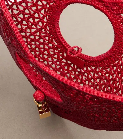 Jacquemus Spiaggia Caur Small Raffia Top-handle Bag In Red