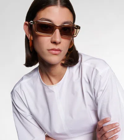 Alaïa Lettering Logo Rectangular Sunglasses In Brown