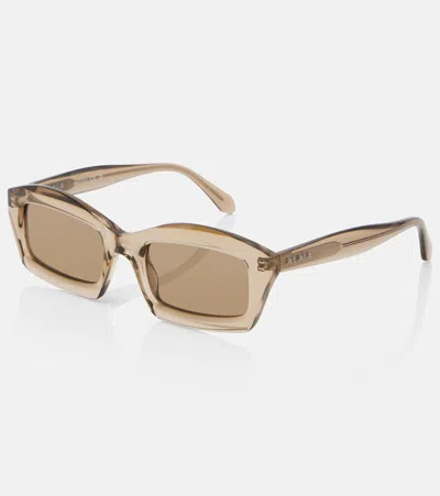 Alaïa Lettering Logo Rectangular Sunglasses In Brown