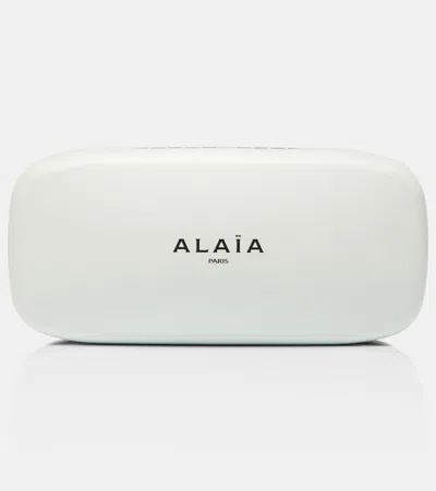 Alaïa Lettering Logo Rectangular Sunglasses In Brown