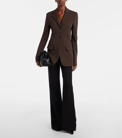 Sportmax Single-breasted Blazer In Brown
