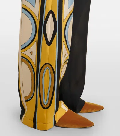 La Doublej Club Printed Silk Twill Wide-leg Pants In Multi