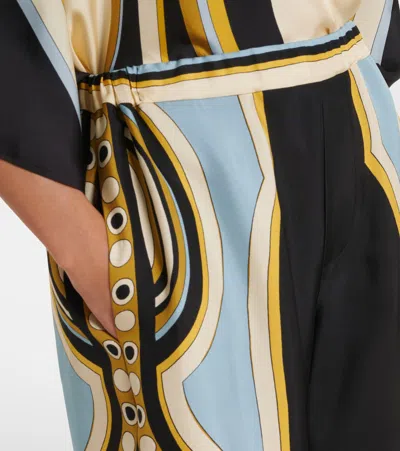 La Doublej Club Printed Silk Twill Wide-leg Pants In Multi