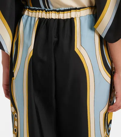La Doublej Club Printed Silk Twill Wide-leg Pants In Multi
