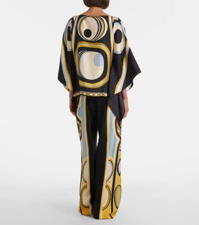 La Doublej Club Printed Silk Twill Wide-leg Pants In Multi