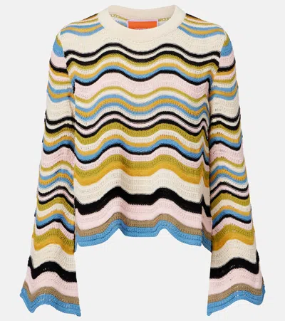 La Doublej Chevron-pattern Cropped Sweater In Multi