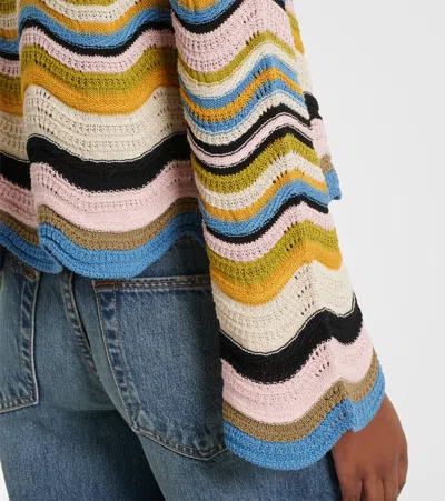 La Doublej Chevron-pattern Cropped Sweater In Multi