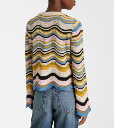 La Doublej Chevron-pattern Cropped Sweater In Multi