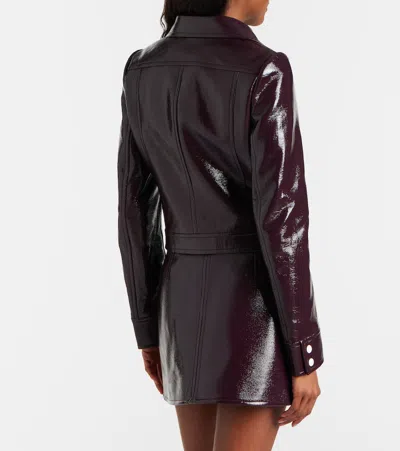Courrèges Vinyl Blazer With Collared Neck And Long Sleeves In Brown