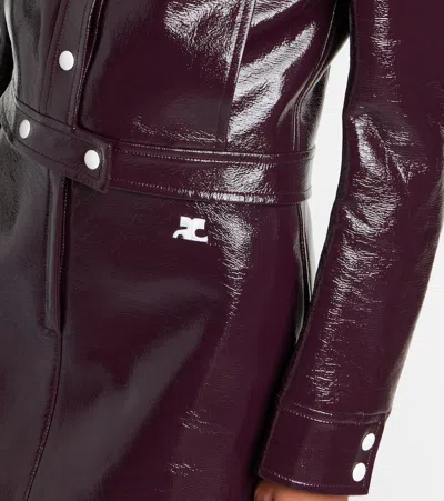 Courrèges Vinyl Blazer With Collared Neck And Long Sleeves In Brown