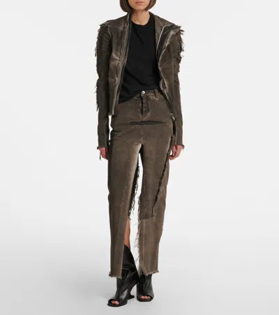 Rick Owens Gary Distressed Denim Jacket In Multi