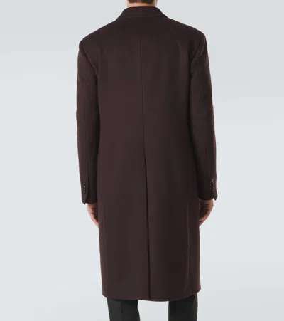 Lardini Double-breasted Wool Coat In Brown