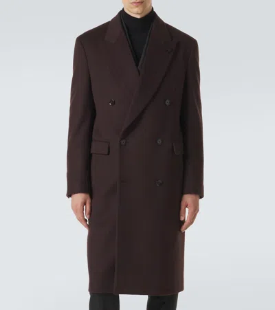 Lardini Double-breasted Wool Coat In Brown