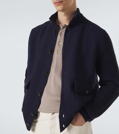 Lardini Knitted Wool-blend Jacket In Blue