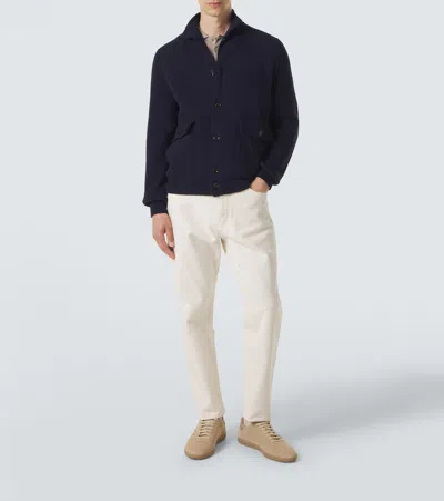 Lardini Knitted Wool-blend Jacket In Blue