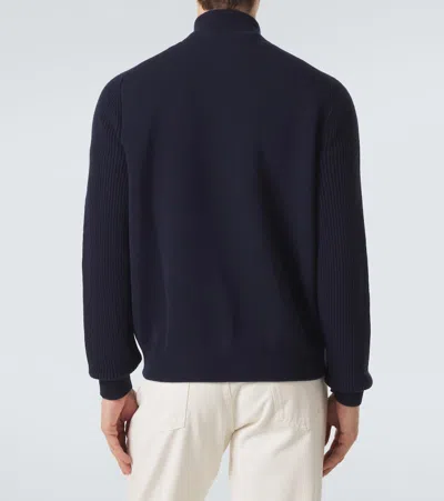 Lardini Knitted Wool-blend Jacket In Blue