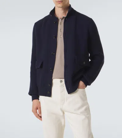 Lardini Knitted Wool-blend Jacket In Blue