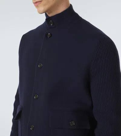 Lardini Knitted Wool-blend Jacket In Blue