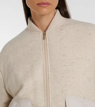 Eleventy Herringbone Wool-blend Down Jacket In Neutral