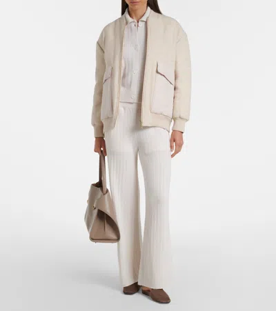 Eleventy Herringbone Wool-blend Down Jacket In Neutral