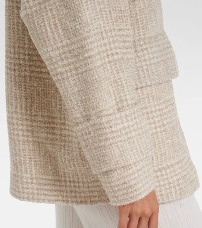 Eleventy Checked Wool And Alpaca-blend Jacket In Neutral