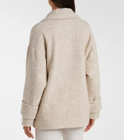 Eleventy Checked Wool And Alpaca-blend Jacket In Neutral