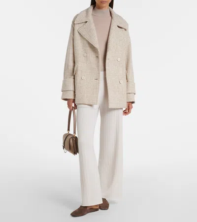 Eleventy Checked Wool And Alpaca-blend Jacket In Neutral