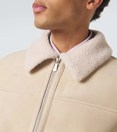 Eleventy Shearling-lined Suede Jacket In Neutral
