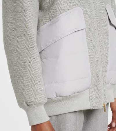 Eleventy Herringbone Wool-blend Down Jacket In Gray