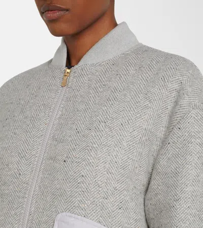 Eleventy Herringbone Wool-blend Down Jacket In Gray